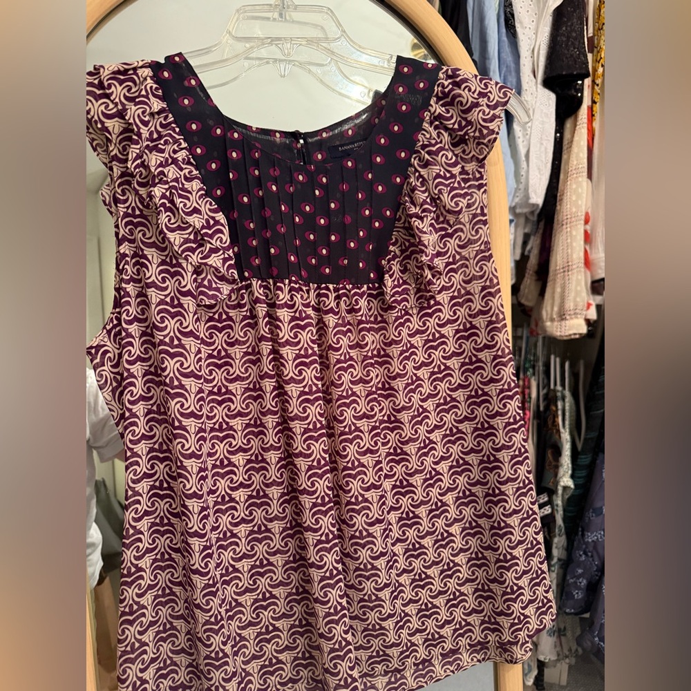 Banana Republic Purple and Cream Blouse